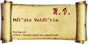 Módis Valéria névjegykártya